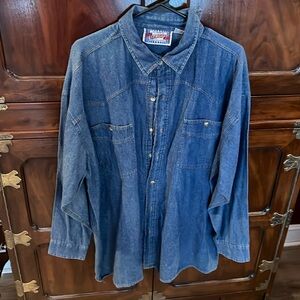 Authentic Sergio quality and style blue jeans long sleeve big 2X work shirt
